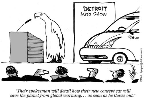 0115aAutoShowWarmingCarB&W